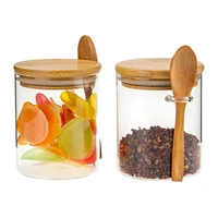 food storage glass jar clear sealed canister container box with lid and spoon for loose tea salt sugar coffee bean kitchen tool
