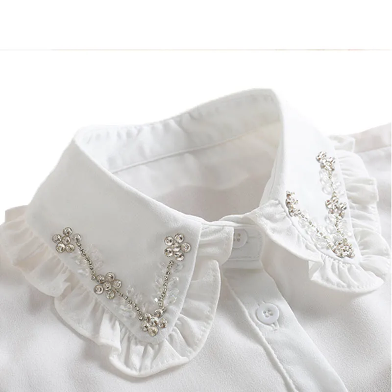 Белая рубашка блузка с поддельным воротником женский съемный воротник