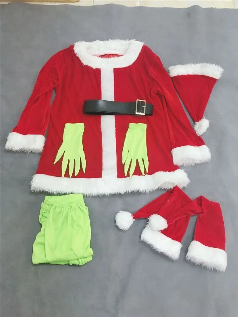 Suit Santa Гринч Косплэй костюм Гринч-Похититель костюм с рождественским рисунком для взрослых Рождественский Детский костюм для вечеринок - Цвет: Suit