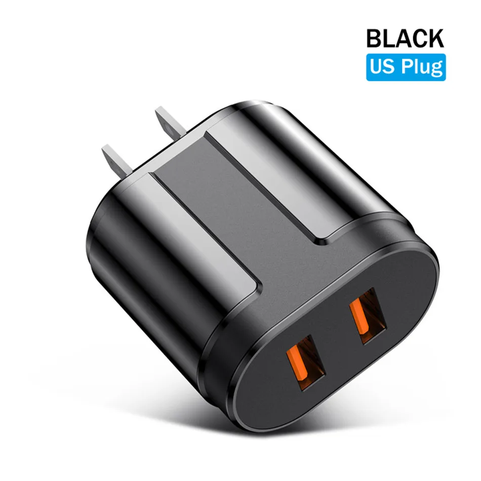 USLION Dual USB зарядное устройство 5 В 2.4A Быстрая зарядка стены мобильного телефона зарядное устройство для iPhone samsung Xiaomi Портативный ЕС США штекер Адаптер