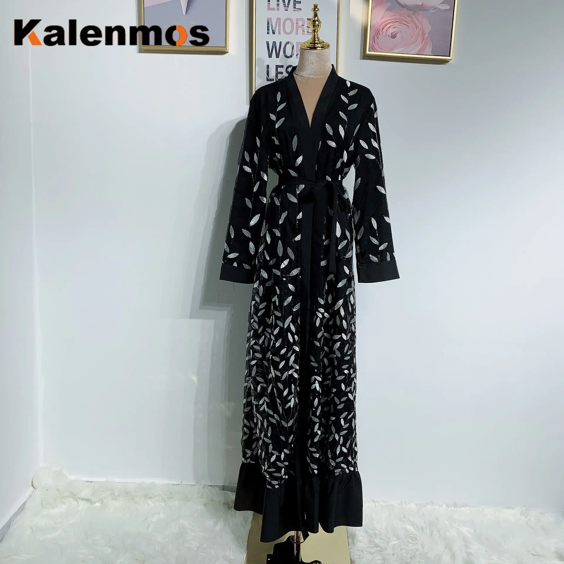 Новое шикарное мусульманское платье Abaya женское с вышивкой и пайетками на