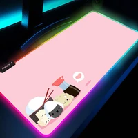 pink gamer accessories cute computer mause pad kawaii gaming decor mausepad anime cat madmouse cute play mat rgb led for girls