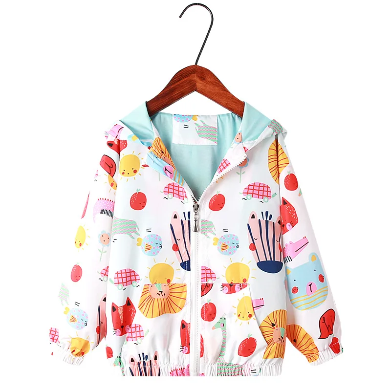 

New Waterproof Girl 6 Years Clothing Hoodied Girl Jacket For Baby Cute Cartoon Kids Windbreaker Hooded Children Outwear