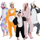 Детские пижамы-кигуруми в виде кролика для мальчиков и девочек, пижамы в виде единорога, фланелевые детские пижамы, пижамы в виде животных, зимние ползунки панда