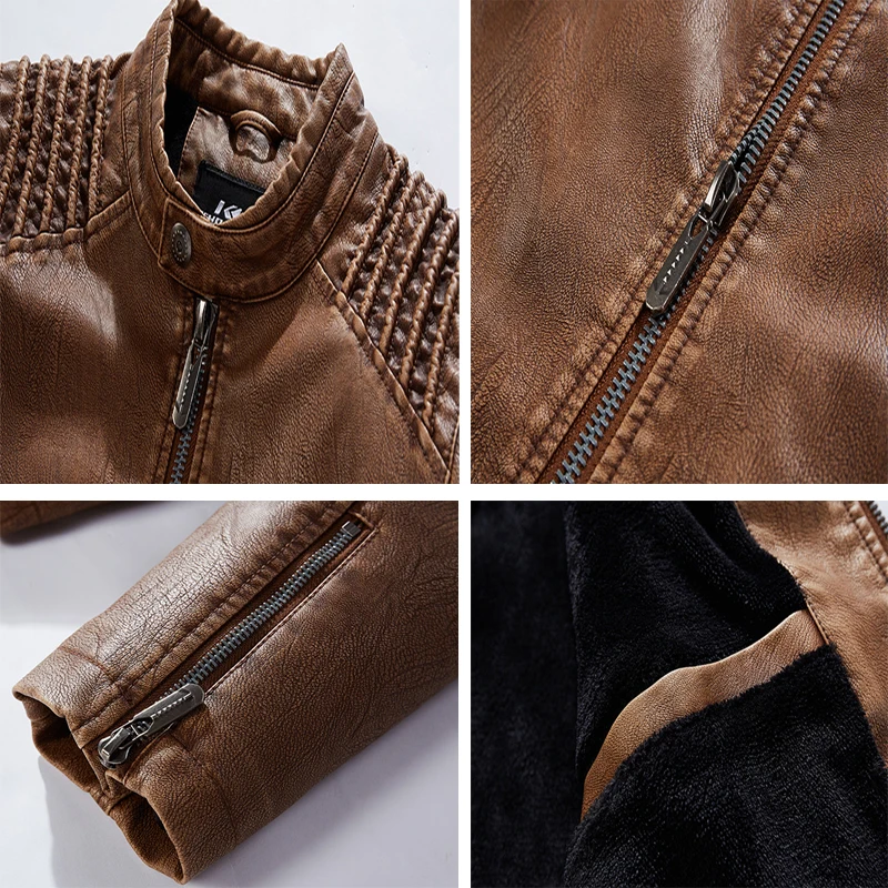 Мужские зимние куртки Maxulla из искусственной кожи повседневные мужские теплые