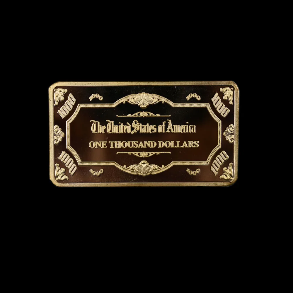 5 шт. двусторонний дизайн 1000 долларов США квадратный 24K позолоченный Юбилейные