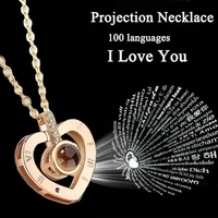 100 languages i love you necklace micro engraved light projection pendant necklace female trendy valentines day gift jewelry