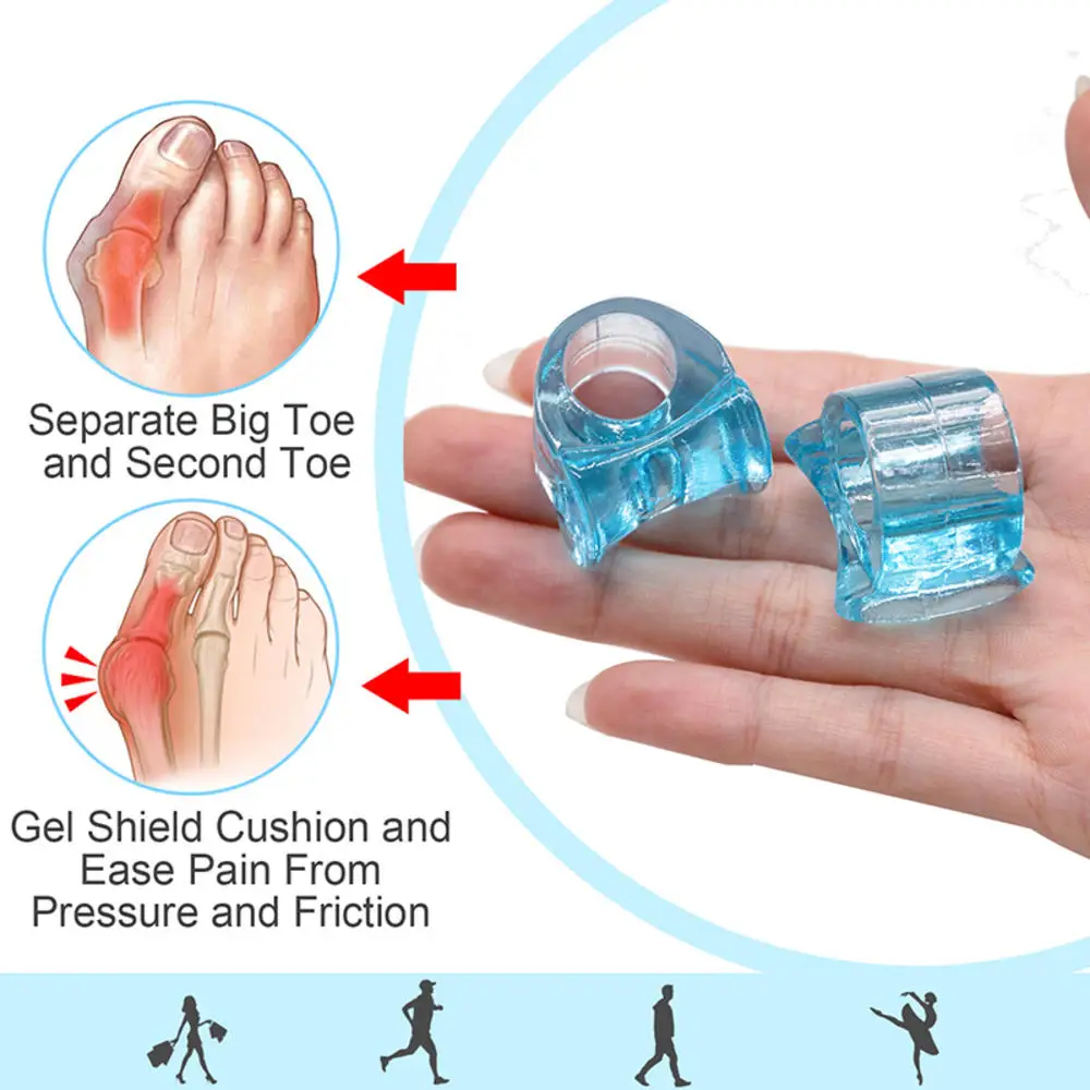 

2pcs Blue Soft Silicone Gel Toe Separator Hallux Valgus Bunion Spacers Thumb Corrector Foot Care Pedicure Orthotics Tool