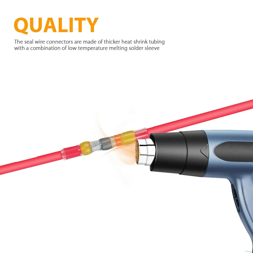 

50Pcs Wire Connectors Butt Terminals Dual-Walled Design Tubing Heat Shrink Solder Sleeve