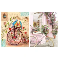 diy bicycle flower basket 5d square diamond painting cross stitch crafts diamond embroidery wall painting home decor mosaic kits