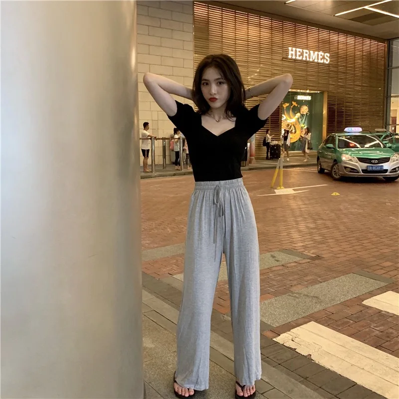 Женская облегающая футболка с коротким рукавом однотонная красная в Корейском