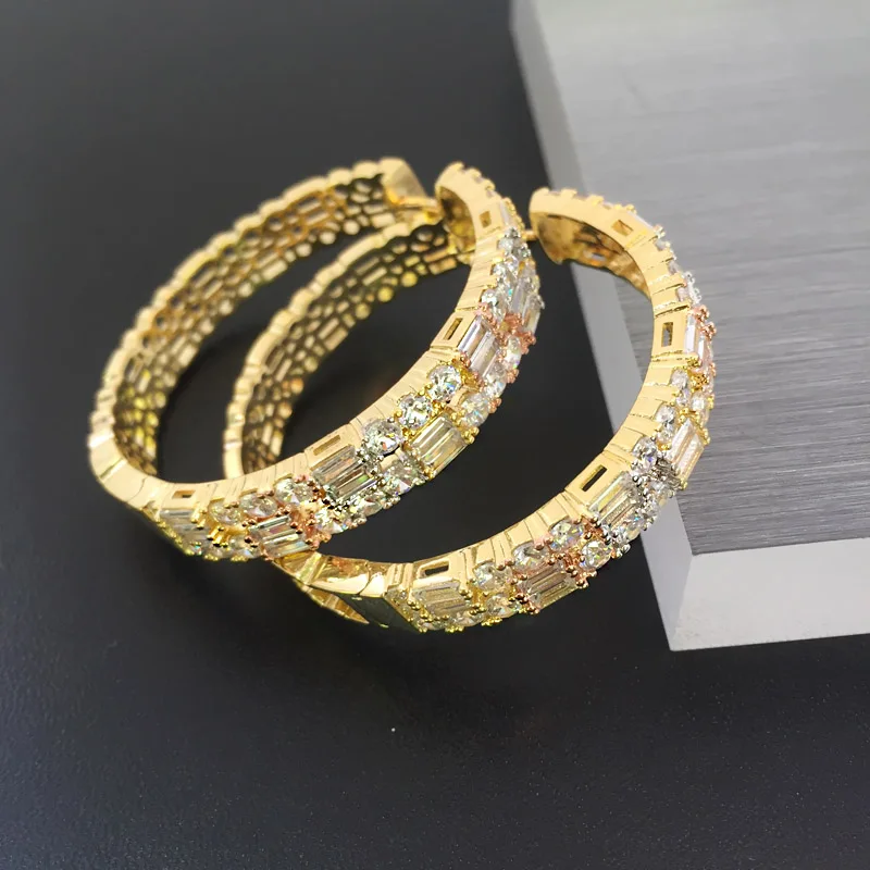Mix Gold Plated Lanyika модные ювелирные изделия, атмосферные модные вечерние серьги с микро инкрустацией, Юбилейный банкет, лучший подарок - Окраска металла: Mix Gold Plated