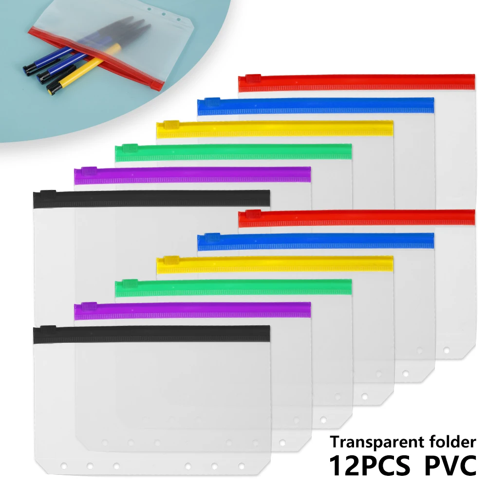 

Папки на молнии с 6 отверстиями для документов, 12 шт.