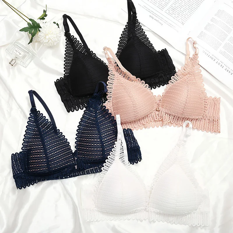 Lace Wireless Front Closure Bra Sexy Lingerie Comfortable Seamless Backless Bralette Adjusted Push Up Bras For Women | Женская одежда