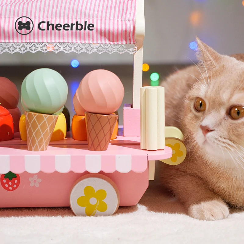 Cheerble Ice Cream Ball Smart Automatic Interactive Ball Auto Rolling Cat Toy for Kittens Home Alone