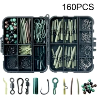 160pcsset rolling swivels line aligners multi clips hooks rubber beads anti tangle sleeves carp fishing tackle accessories