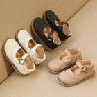 Кожаные туфли Mary Janes в стиле ретро для девочек, демисезонные детские туфли с перфорацией, британские с ремешком с тиснением и пряжкой, 2020