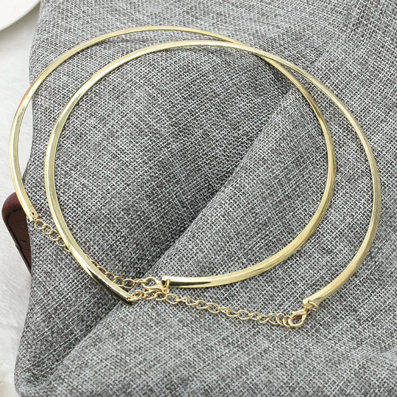 

European And American Popular Simple Fashion Exaggeration Metal Hoop Adjustable Necklaces For Women Men Gifts Charm Jewellery