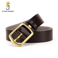 fajarina top quality pure cowhide leather belts geometric brass pin buckle mens casual retro belt men for 10 years used n17fj891