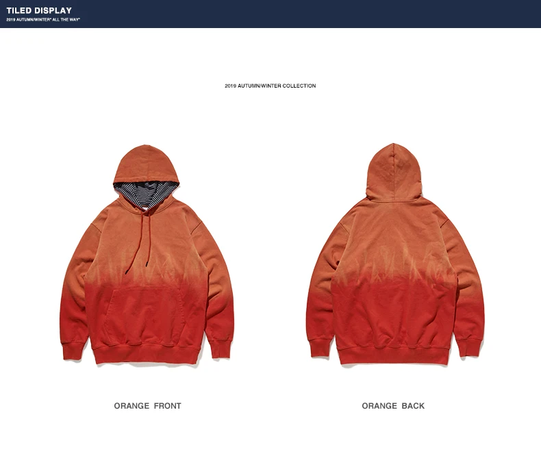 INFLATION мужские толстовки Dip Dye FW уличная оранжевая Мужская толстовка большого размера в стиле хип-хоп, хлопок, мужские зимние толстовки 9650W