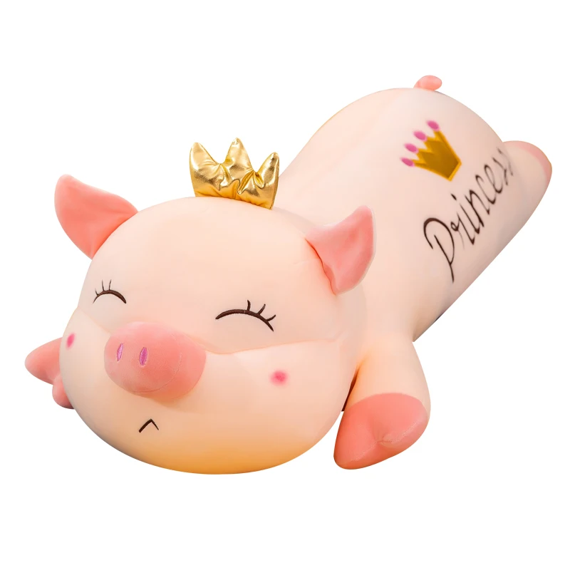 

70-90cm Kawaii Crown Pig Plush Toy Stuffed Animal Squishy Piggy Doll Sleeping Pillow Cushion Valentines Day Gifts For Kids Girls