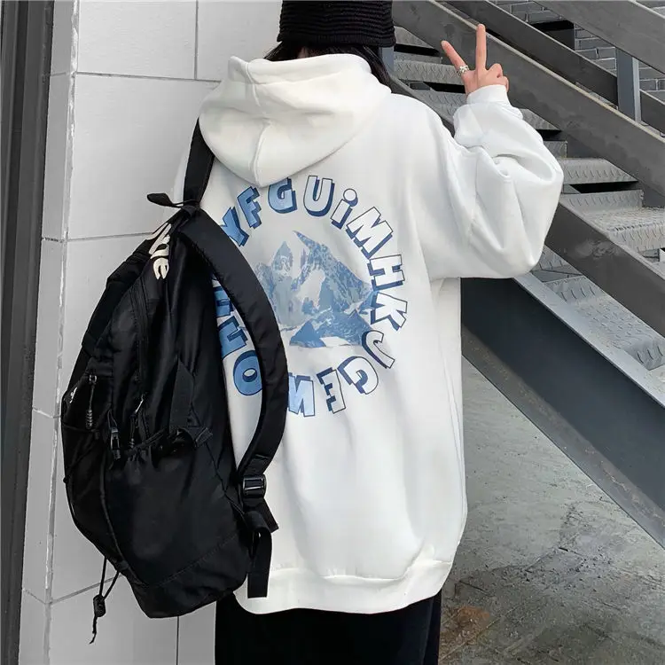 

Vintage Oversized Letter Printing Hoodies Women Korean Fashion Plus Size Gothic Punk Hoodie Tops Schoolgirl Streetwear Clothes