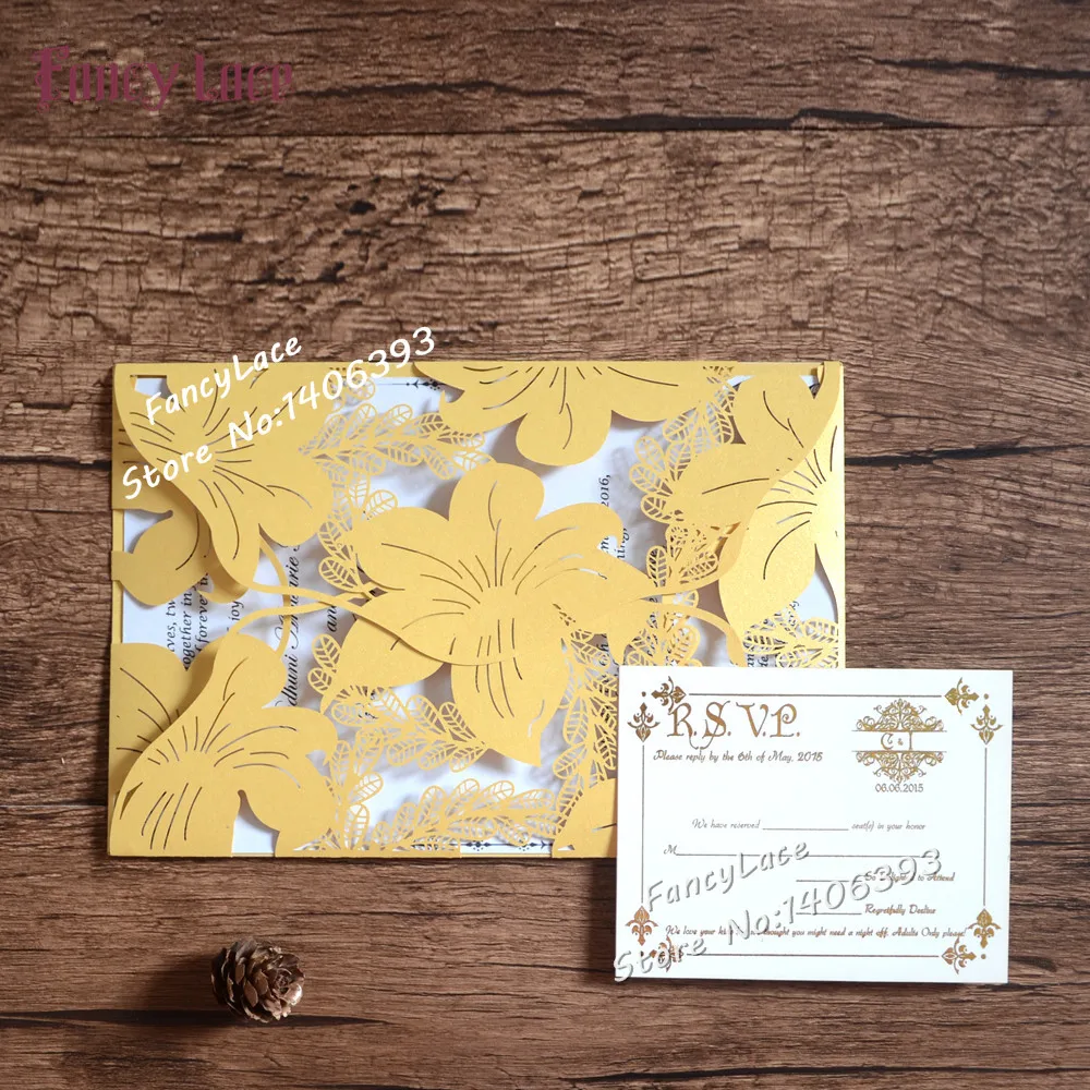 30 шт./лот лазерная резка зеленоватый цветок лилии дизайн свадебные