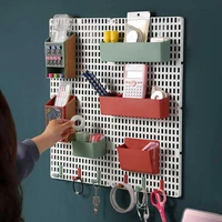 decorative wall shelf wall mounted storage rack hole board display rack storage box for remote control stationery wall organizer