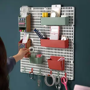 decorative wall shelf wall mounted storage rack hole board display rack storage box for remote control stationery wall organizer free global shipping