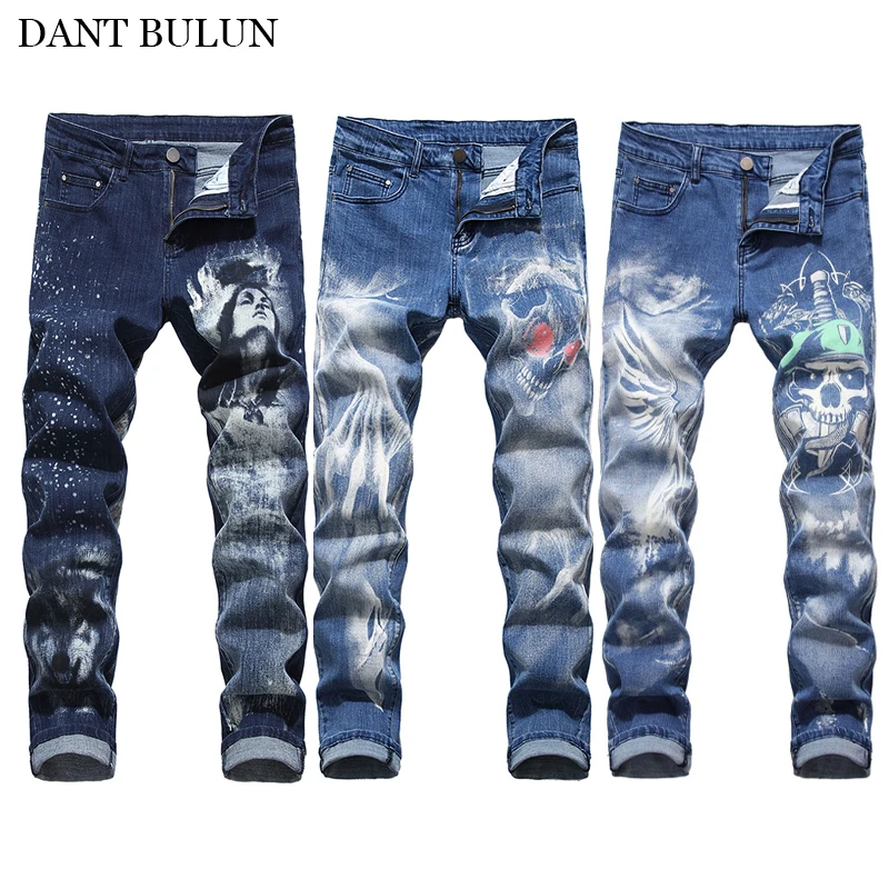 

Джинсы мужские прямые повседневные с 3D принтом, 2020