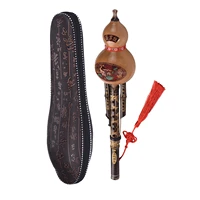chinese handmade hulusi black bamboo gourd cucurbit flute ethnic musical instrument key of c with case for beginner music lovers