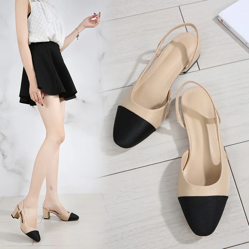 

Mixed color platform shoes women summer new style stitching shallow-soled sandals comfortable and breathable hollow sandals
