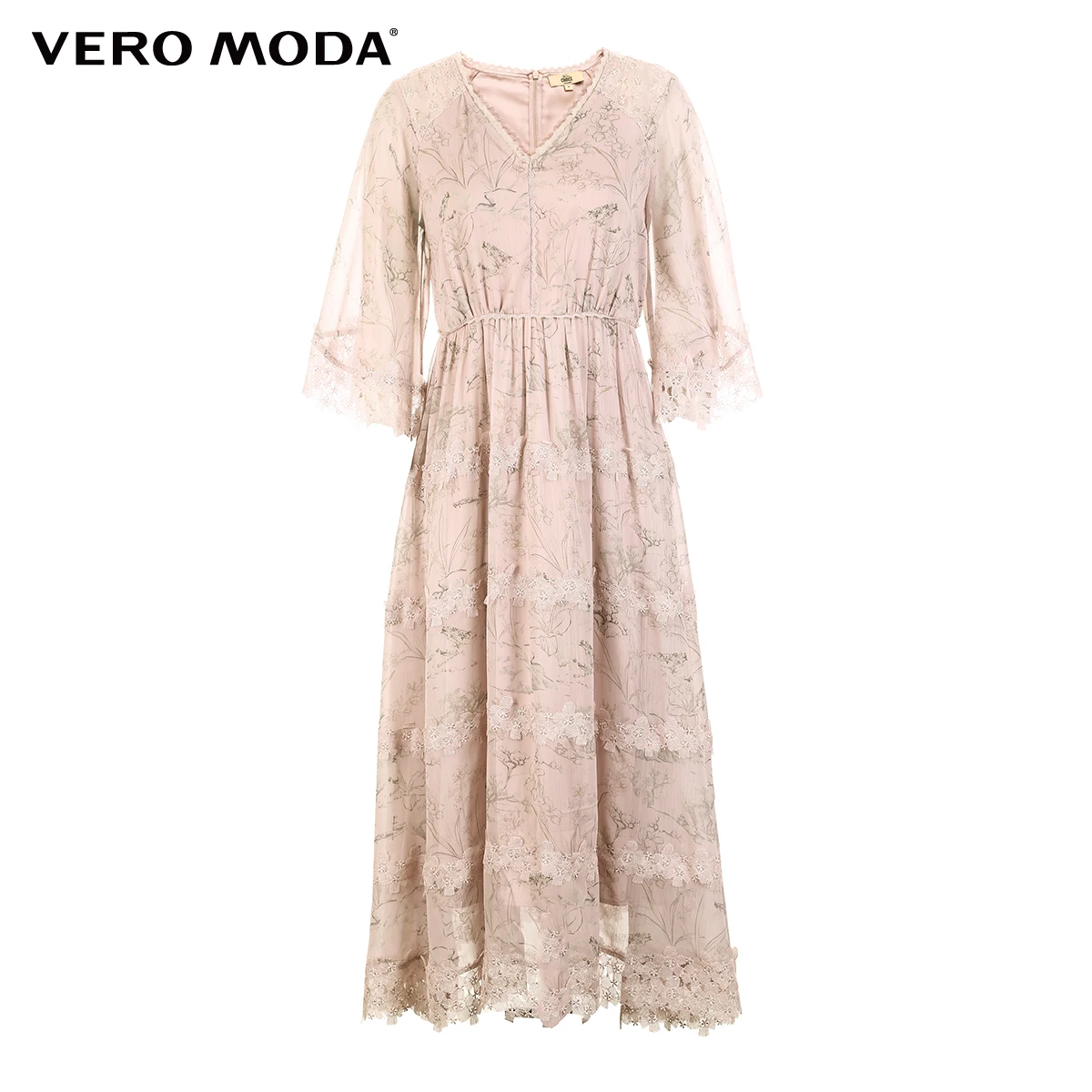 Vero Moda женское кружевное шифоновое платье с 3/4 рукавами и принтом | 31917C549