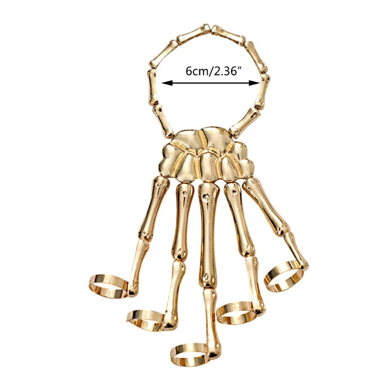 

Fashion Women Adjustable Men Gothic Punk Skull Ghost Skeleton Finger Bracelet Hand Chain for Halloween Party Accessories M6CD