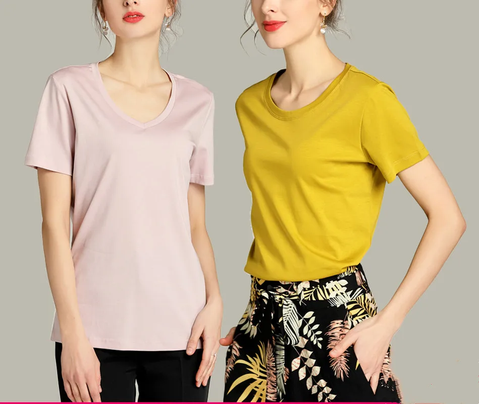 Женская футболка лето 2022 v-образный вырез короткий рукав хлопок Повседневный