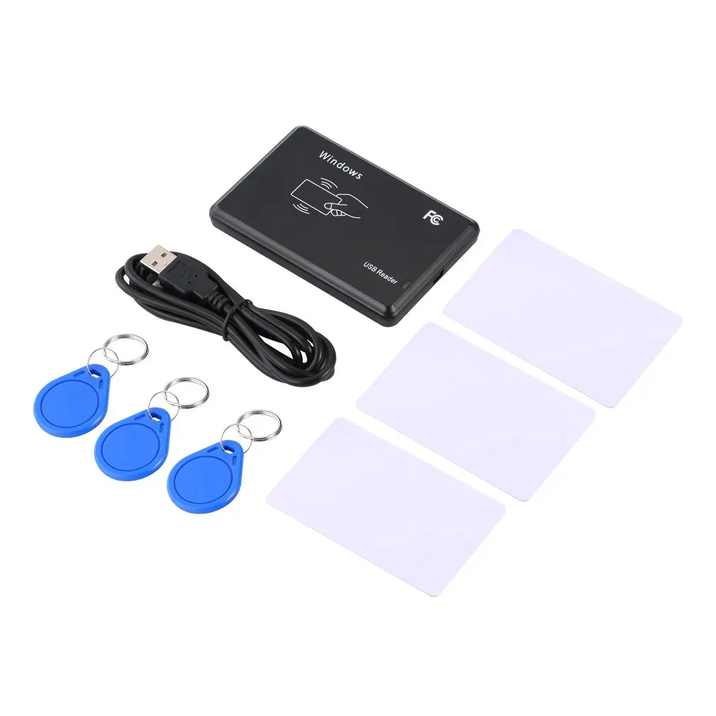 USB 13.56MHz RFID Card Reader Programmer Burner + 3 ID Key Buckles Cards Smart Drive free | Безопасность и защита