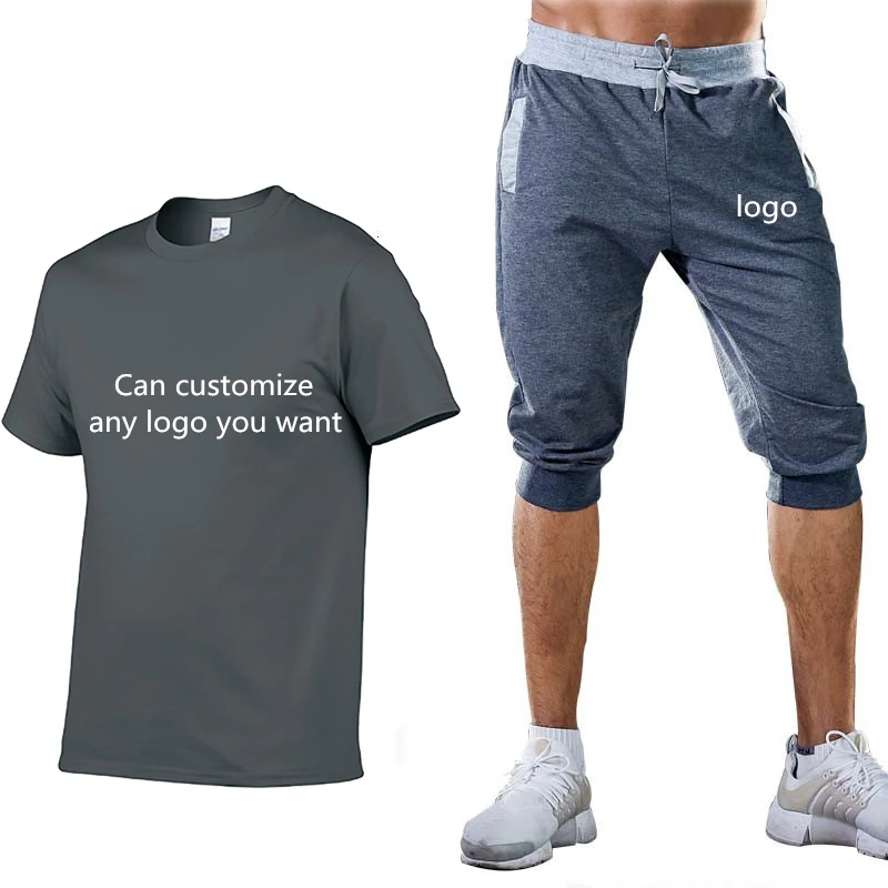 

Unisex 2020 Summer New Men's T-shirt LOGO Printing Fashion Casual Cotton Short Sleeve Men's T-shirt+pants 2 piece suit