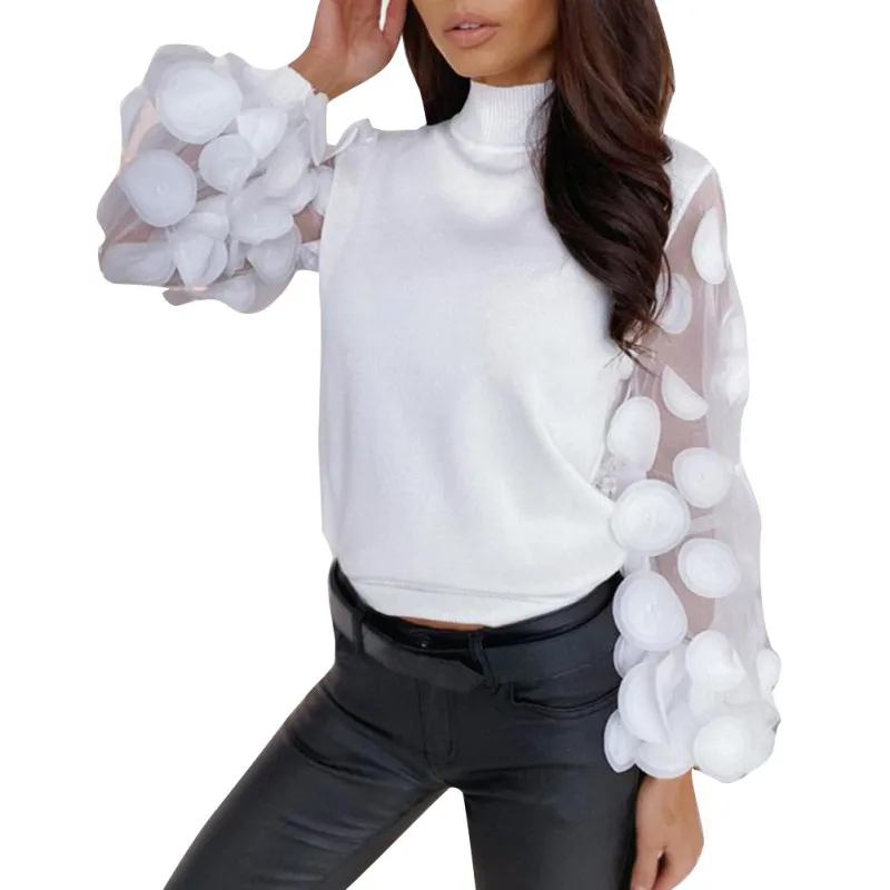 Женские повседневные трикотажные футболки осенняя сетчатая Водолазка с длинным