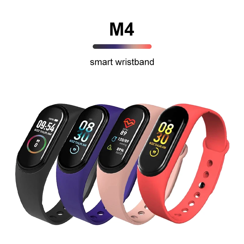 

2021 New M4 Smart Bracelet Men and Women Heart Rate Blood Pressure Sedentary Reminder IP67 Waterproof Bluetooth-compatible Watch