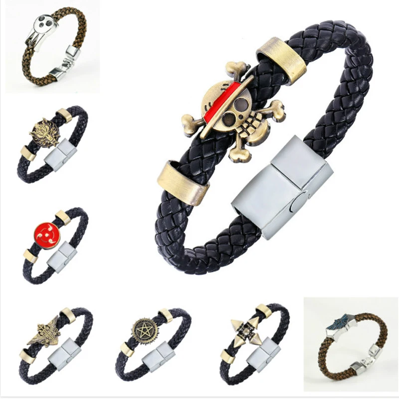 Мультяшный Браслет Аниме Konoha черный Батлер Conan Maganetic Button цельный браслет