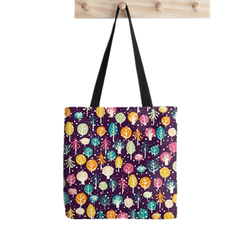 

Женская холщовая сумка-шоппер с рисунком ночного леса в стиле Харадзюку, женская сумка-шоппер