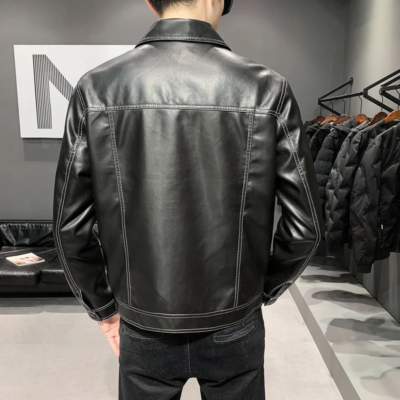 

LANDISTO men jacket leather jacket men/ /men's jacket PU jacket pocket decoration men clothing Motorcycle style