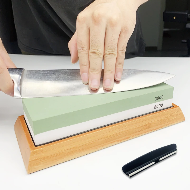 

5 IN 1 Professional Sharpening stone Set Double-side Whetstone Set With Fixed Angle Grinder System Correction Stone Bamboo Base