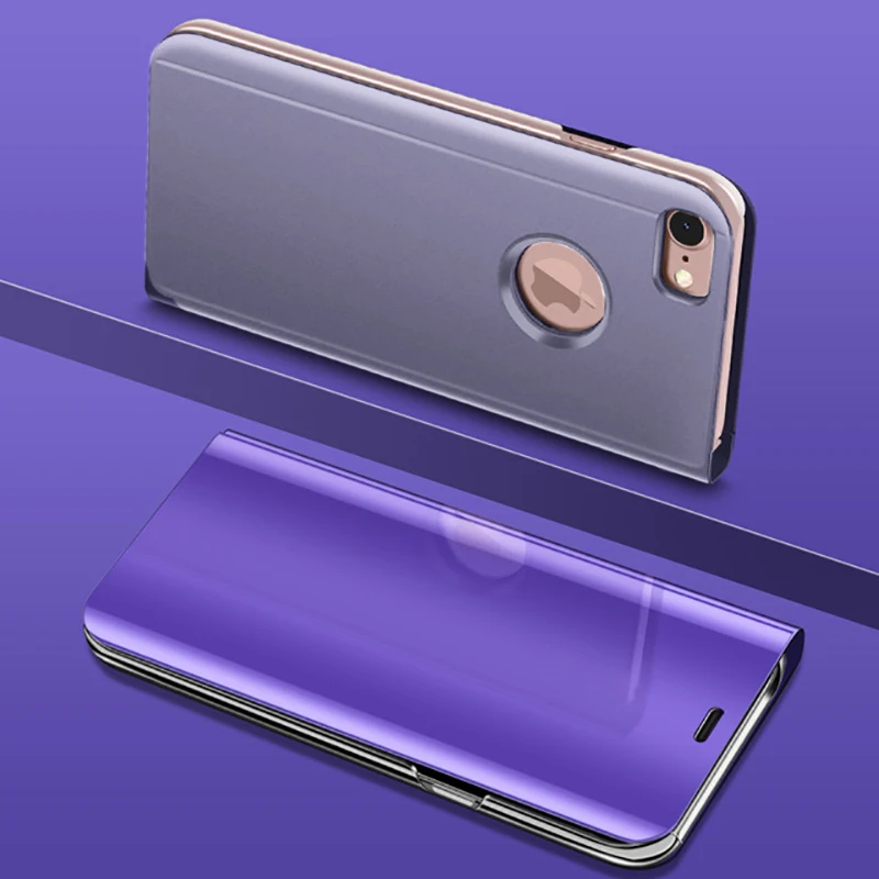 Зеркальный флип-чехол для телефона Apple iPhone 11 Pro Max 7 8 6 6S Plus 10 стационарные чехлы для iPhone XR XS MAX X защитная крышка - Цвет: Purple