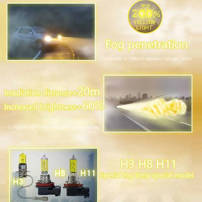 OSRAM H7 H3 H4 H1 H8 H11 H16 HB3 9005 HB4 9006 противотуманный Выключатель 12В 55 Вт 2600 к галогенная