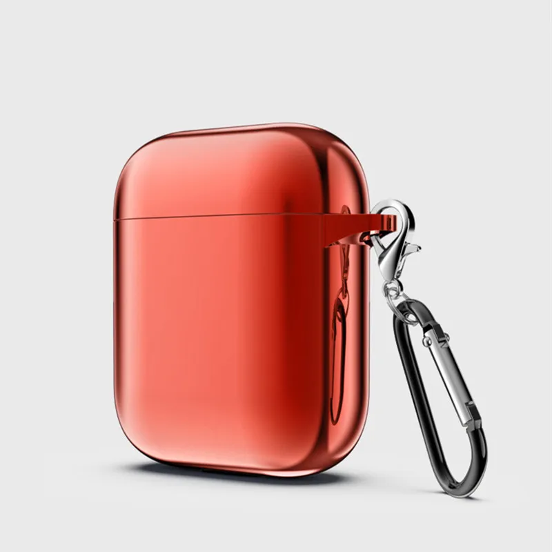 Чехол s для Airpods 2nd роскошный защитный чехол для наушников для Apple airpods2 Air pods 2 с крючком - Цвет: Красный