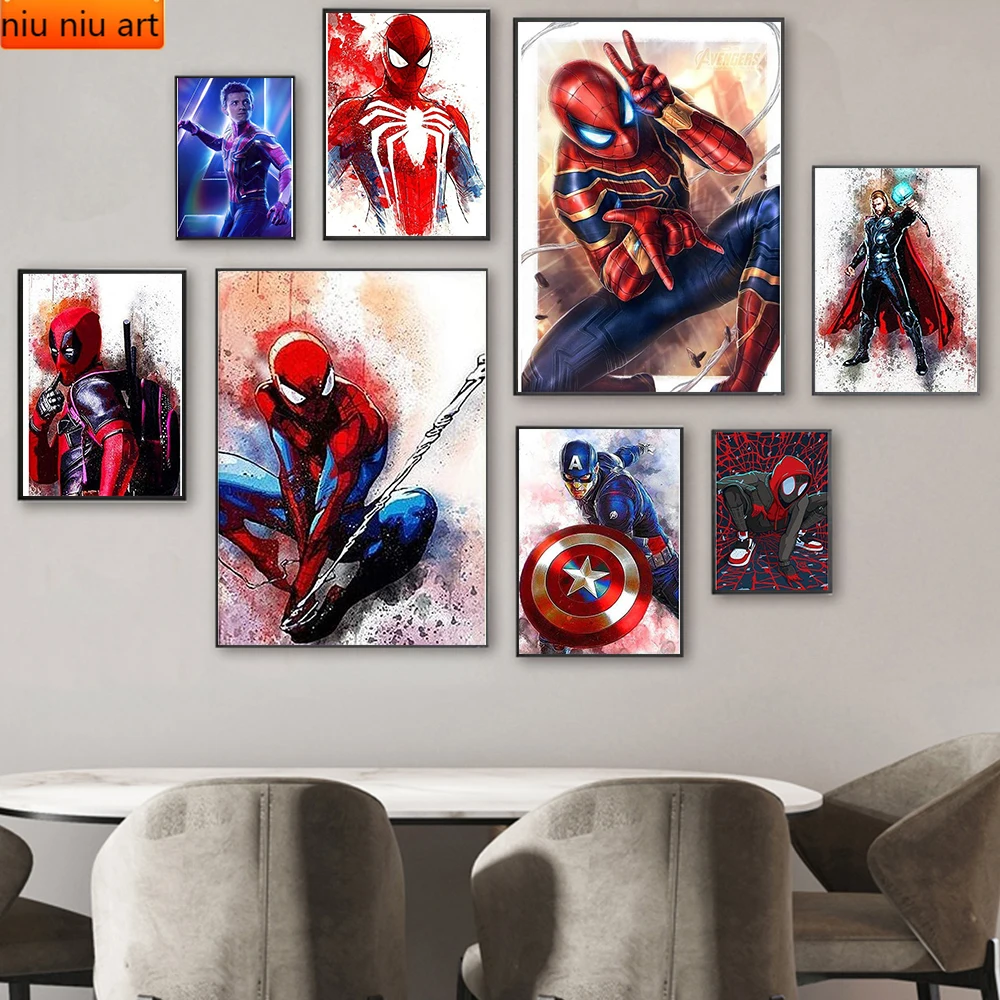

Spiderman Captain America Diamond Painting Marvel Avengers Diamond Inlaid DIY Full Diamond Embroidery Living Room Home Decor