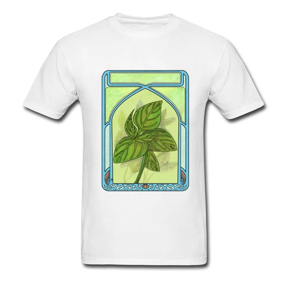 

Nouveau Basil Botanic Lover T-shirt Black Cotton Tee Shirt Men Short Sleeve Sweatshirt Art Drawing Men T Shirt
