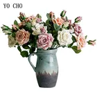 Европейский ретро Искусственный цветок Шелковая Роза латексная сенсорная роза свадьба дом искусственные в стиле ретро цветок вечерние DIY украшения