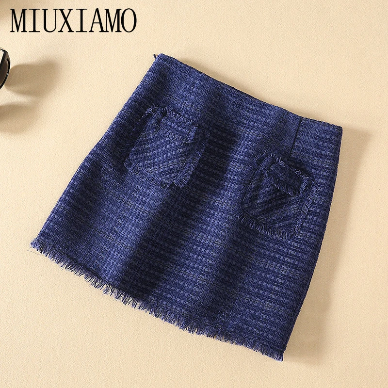 

MIUXIMAO Best Quality 2019 Fall Office Lady Twinset Elegant Full Sleeve Tweed Long Jacket +Short Dress Suits Women Vestidos